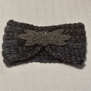 Headband knit gray black embellished whimsical goth